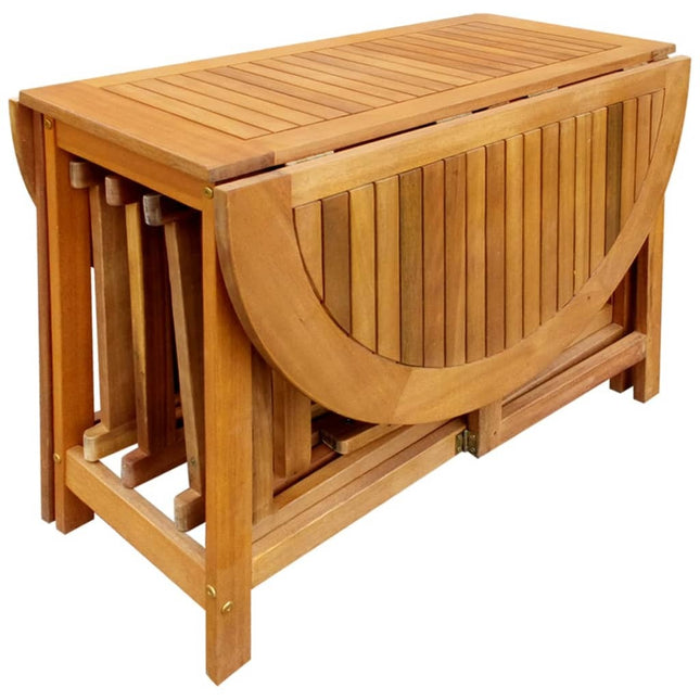 Table de jardin ovale pliante en bois d'acacia massif avec 4 chaises pliantes