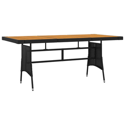 Table et chaises de jardin 8 places en résine tressée noire et acacia