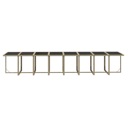 Table et fauteuils de jardin 20 places en résine tressée beige
