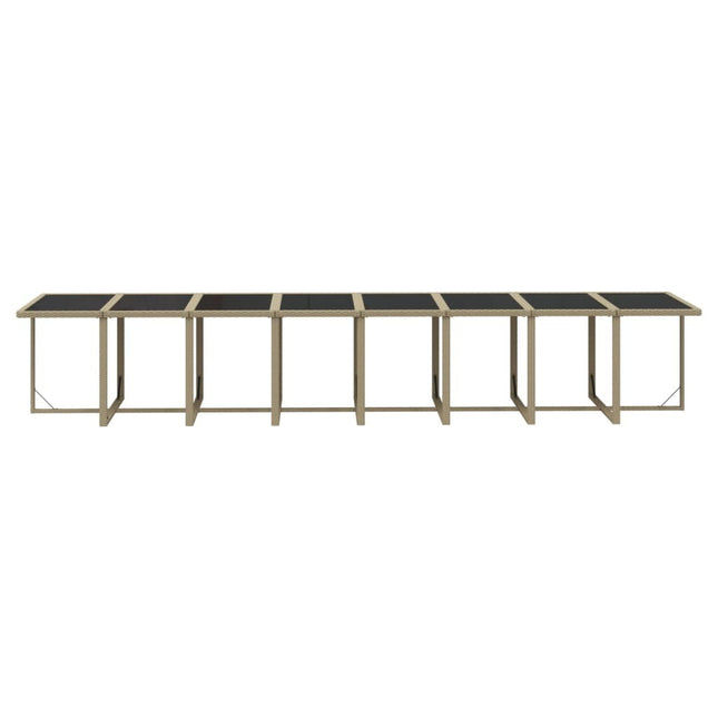 Table et fauteuils de jardin 20 places en résine tressée beige