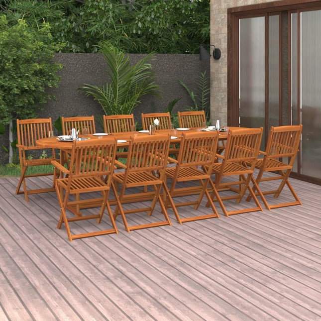Table et chaises de jardin pliantes 10 places en bois d'acacia massif