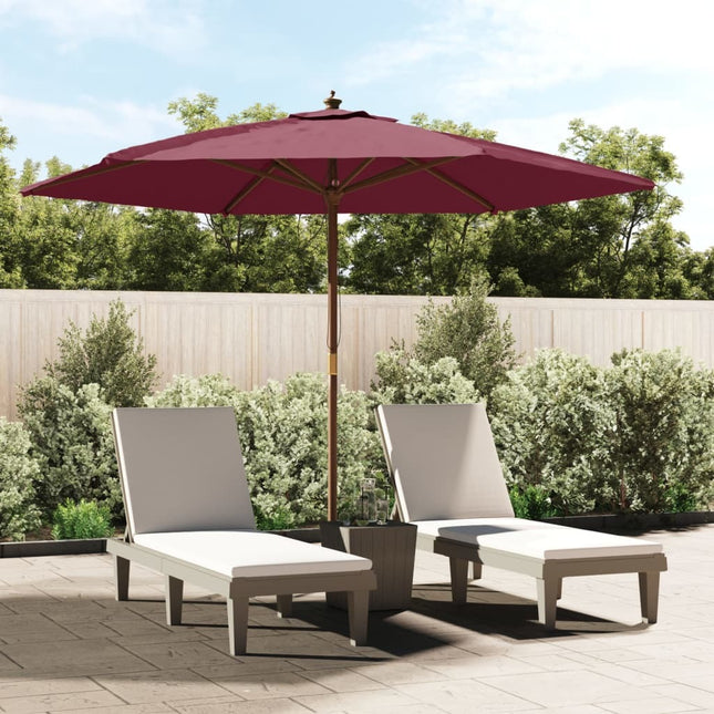 Parasol de jardin avec mât en bois rouge bordeaux 299 x 240 cm