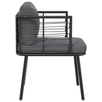 Fauteuil de jardin en résine tressée avec coussins anthracite