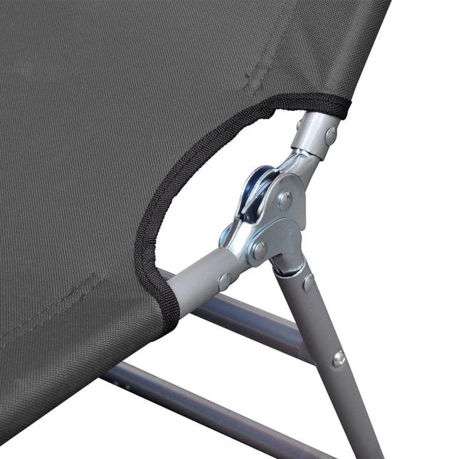 Transat pliant gris avec coussin de tête et dossier réglable