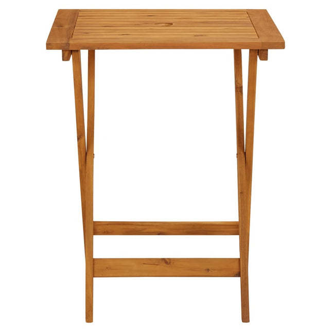 Table carrée et 2 chaises de jardin pliantes en résine tressée grise et acacia massif