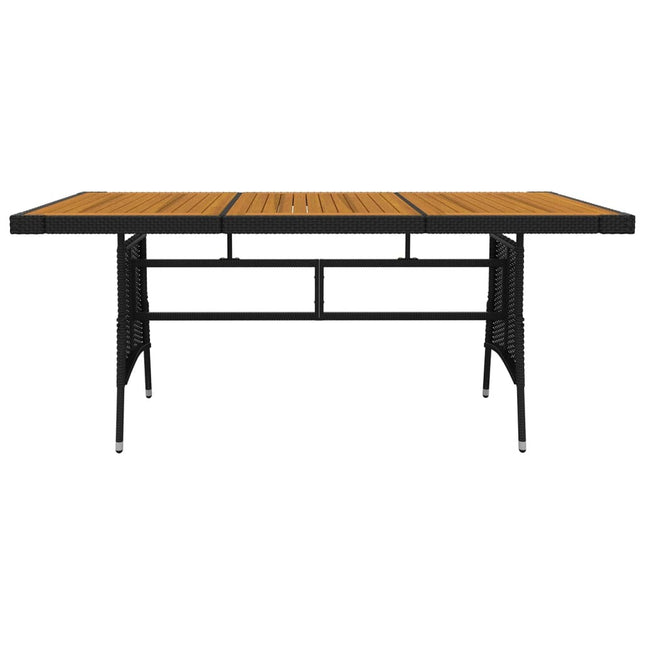 Table et chaises de jardin 8 places en résine tressée noire et acacia