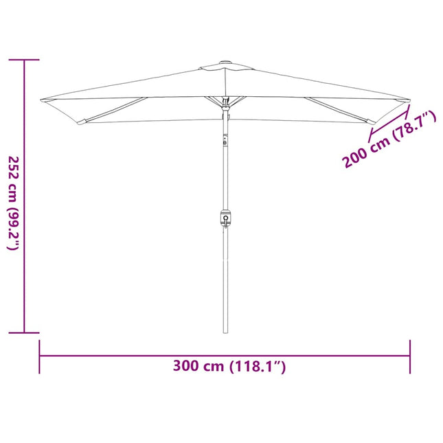 Parasol d'extérieur avec mât en métal 300 x 200 cm taupe