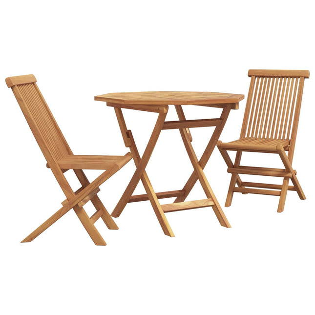 Table ronde de jardin 85 cm avec 4 chaises pliantes en teck massif