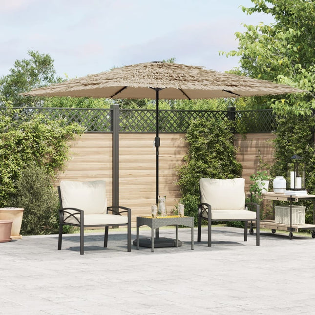 Parasol de jardin avec led et mât en acier marron 290 x 290 x 238 cm
