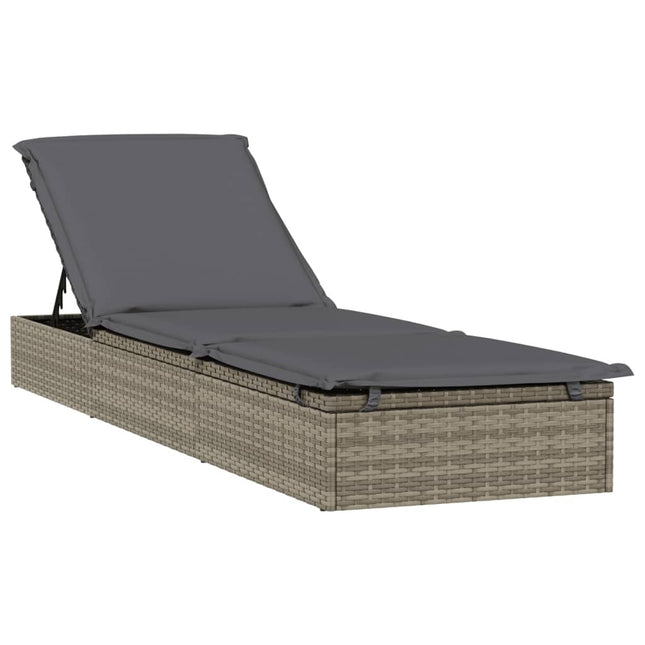 Bain de soleil réglable en résine tressée avec coussin gris et dossiers indépendants