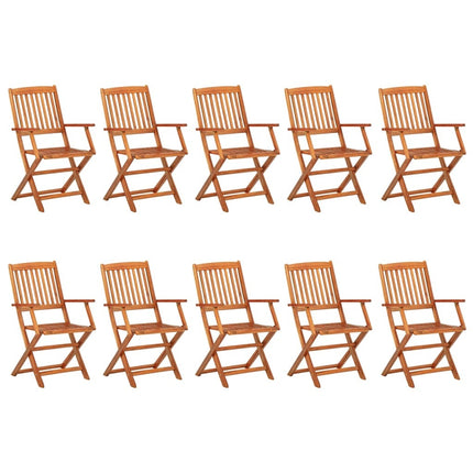 Table et chaises de jardin pliantes 10 places en bois d'acacia massif