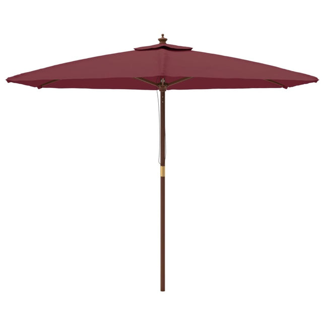 Parasol de jardin avec mât en bois rouge bordeaux 299 x 240 cm