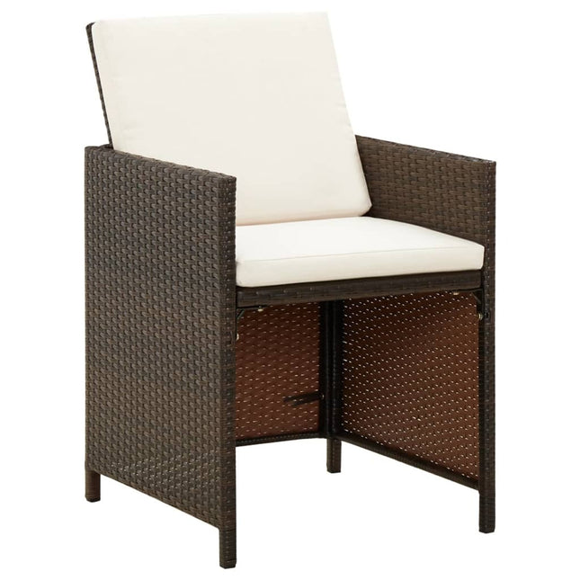 Table et fauteuils de jardin 8 places en résine tressée marron