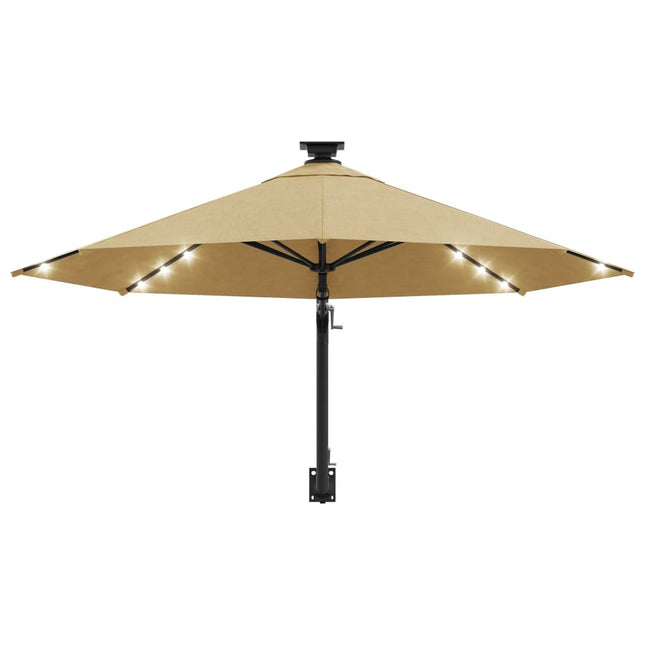 Parasol mural de jardin avec led 300 cm taupe