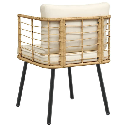 Fauteuil de jardin avec coussins crème en résine tressée naturelle