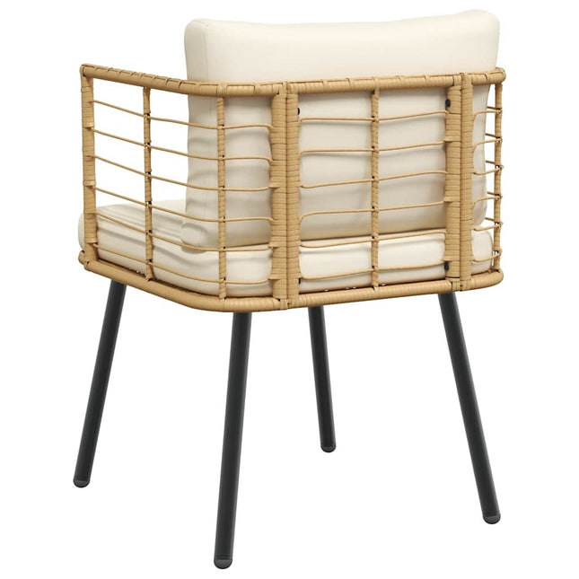Fauteuil de jardin avec coussins crème en résine tressée naturelle