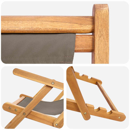 Chaise de plage taupe teck massif