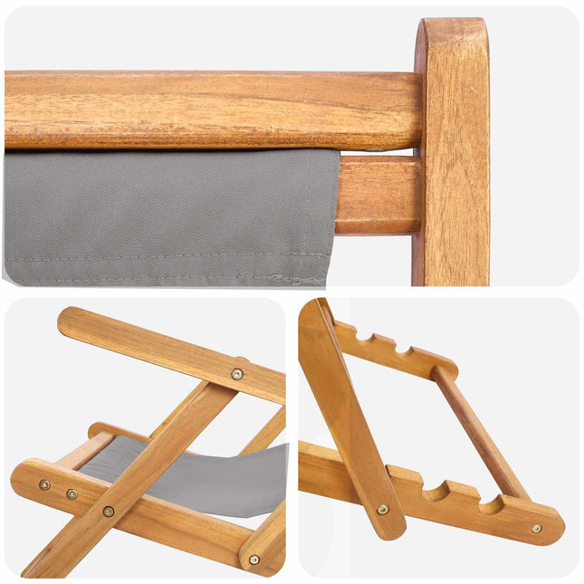 Chaise de plage gris clair teck massif