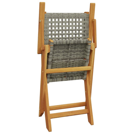 Table carrée et 2 chaises de jardin pliantes en résine tressée grise et acacia massif