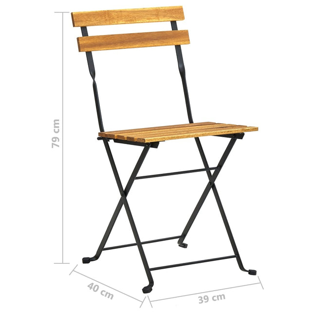 Table et 4 chaises pliantes de jardin en bois d'acacia massif et acier