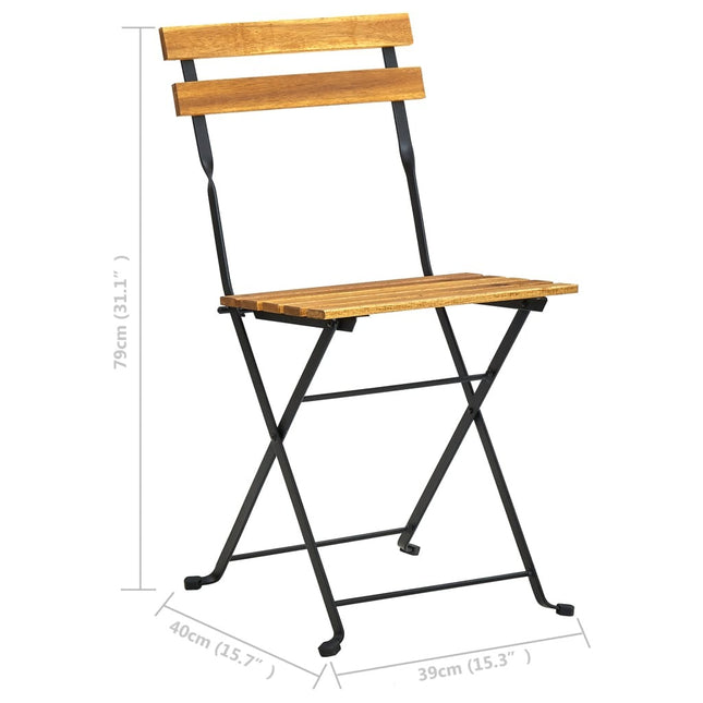 Table et 6 chaises pliantes de jardin en bois d'acacia massif et acier