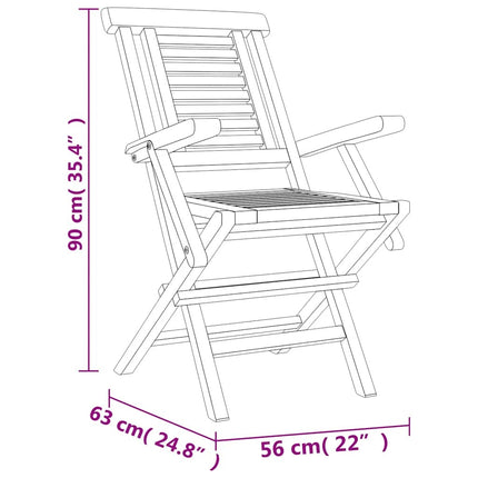 Table de jardin 85 cm et 4 chaises de jardin pliantes en teck massif