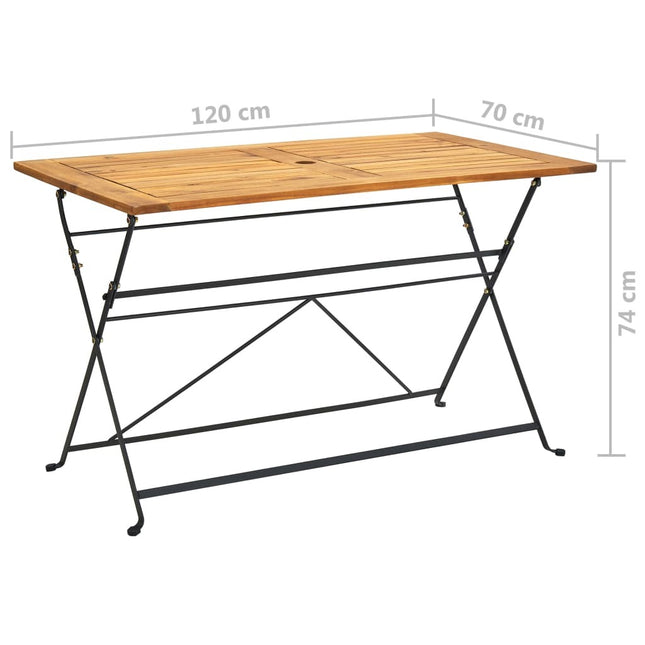 Table et 4 chaises pliantes de jardin en bois d'acacia massif et acier