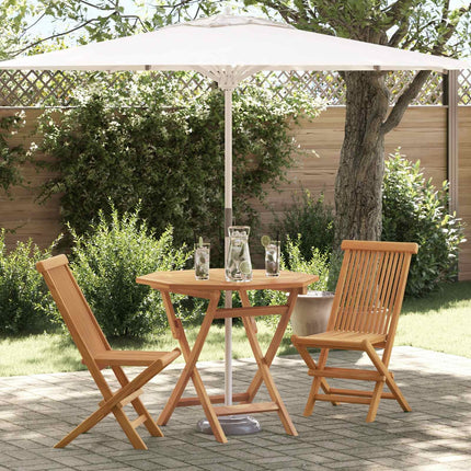 Table ronde de jardin 85 cm avec 4 chaises pliantes en teck massif