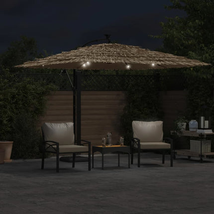 Parasol de jardin avec led et mât en acier marron 290 x 290 x 238 cm