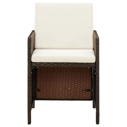 Table et fauteuils de jardin 8 places en résine tressée marron