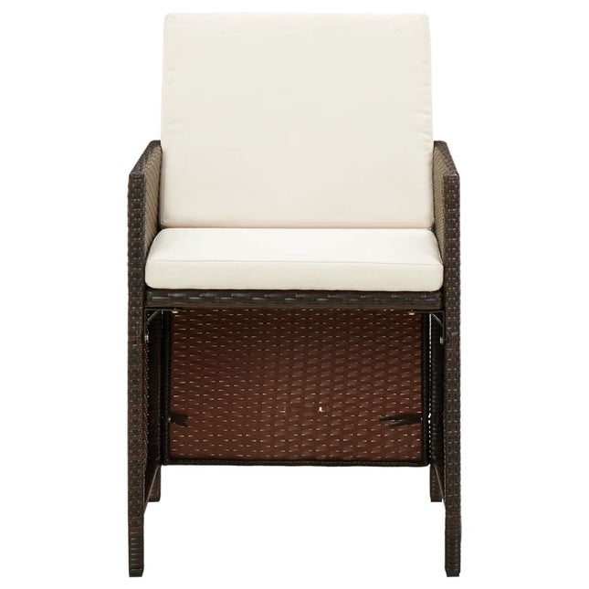 Table et fauteuils de jardin 8 places en résine tressée marron