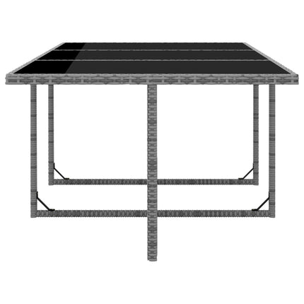 Table et chaises de jardin en résine tressée grise avec coussins anthracite
