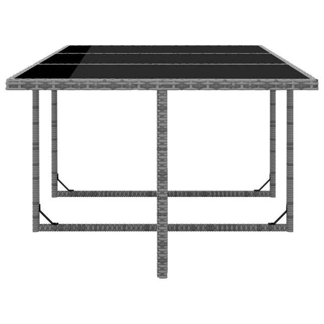 Table et chaises de jardin en résine tressée grise avec coussins anthracite