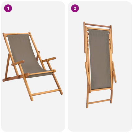 Chaise de plage taupe teck massif