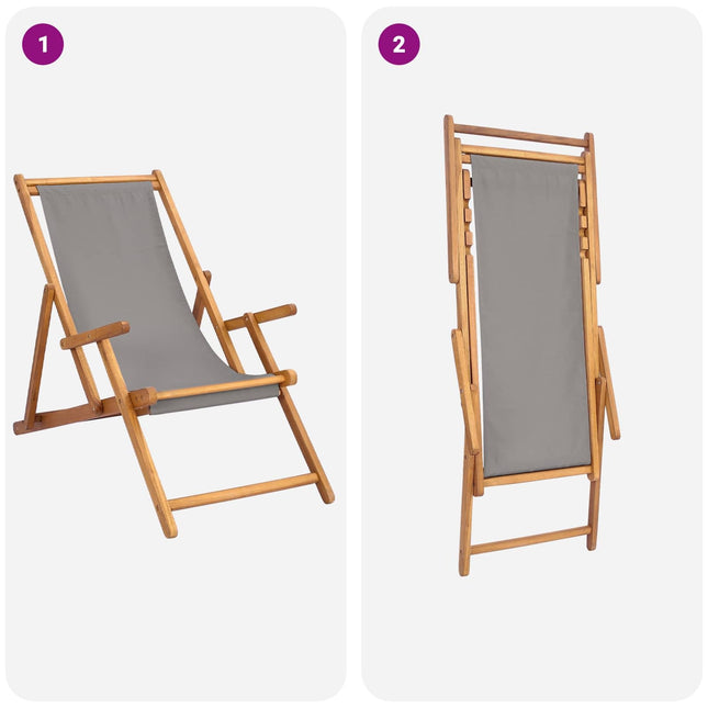 Chaise de plage gris clair teck massif