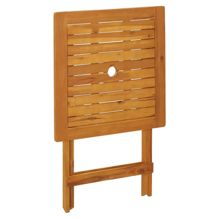 Table carrée et 2 chaises de jardin pliantes en résine tressée grise et acacia massif