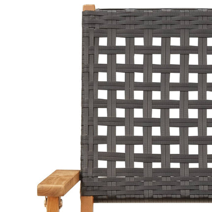Table ronde et 2 chaises de jardin en résine tressée noire et acacia massif