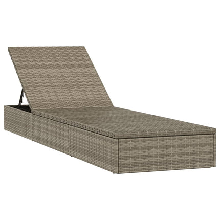Bain de soleil réglable en résine tressée avec coussin gris et dossiers indépendants