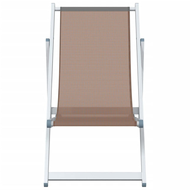 Chaises de plage pliantes lot de 2 marron aluminium textilène