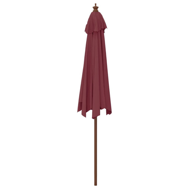 Parasol de jardin avec mât en bois rouge bordeaux 299 x 240 cm