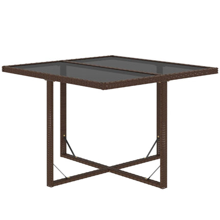 Table et fauteuils de jardin 8 places en résine tressée marron