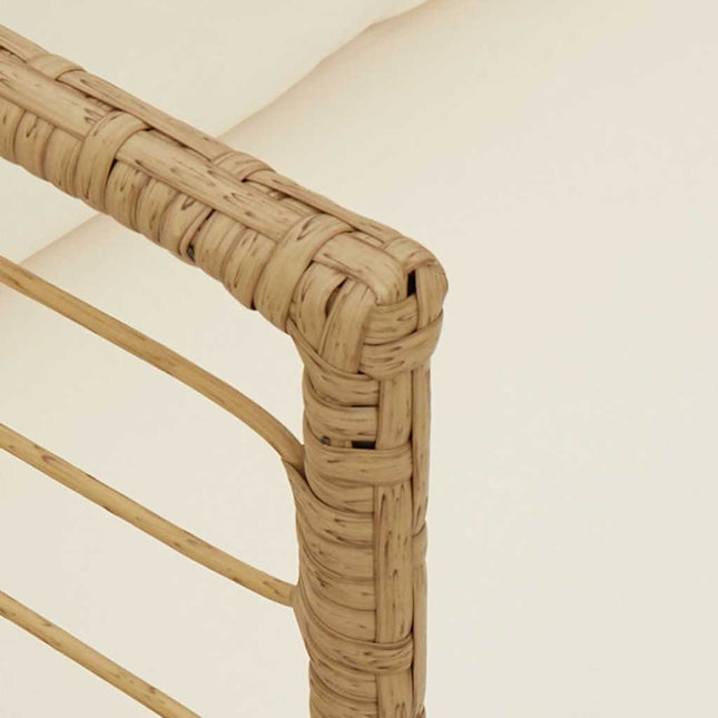 Fauteuil de jardin avec coussins crème en résine tressée naturelle
