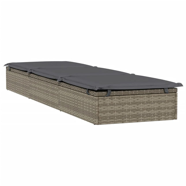 Bain de soleil réglable en résine tressée avec coussin gris et dossiers indépendants