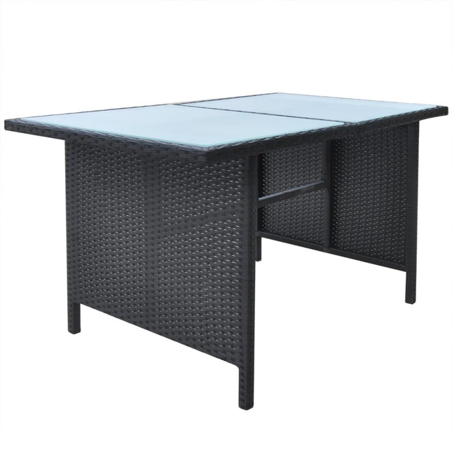 Salon de jardin en résine tressée noire avec table en verre