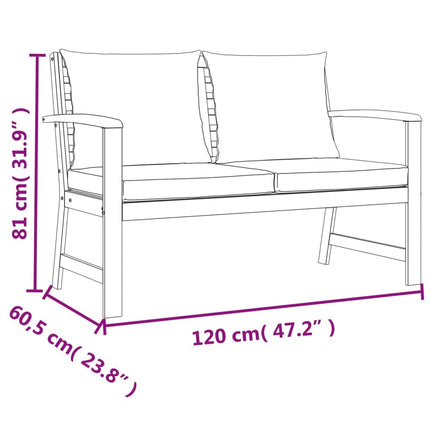 Salon de jardin avec banc, 2 fauteuils, 4 tabourets et coussins gris