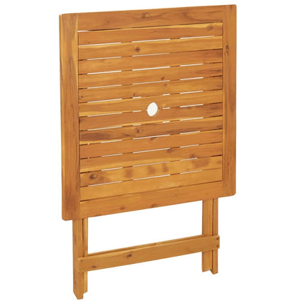 Table carrée et 2 chaises de jardin pliantes en résine tressée noire et bois d'acacia massif