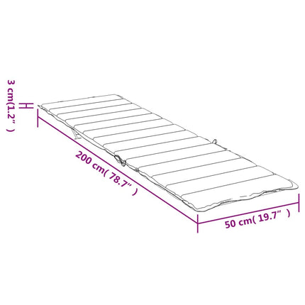 Coussin de chaise longue crème 200 x 50 x 3 cm tissu oxford