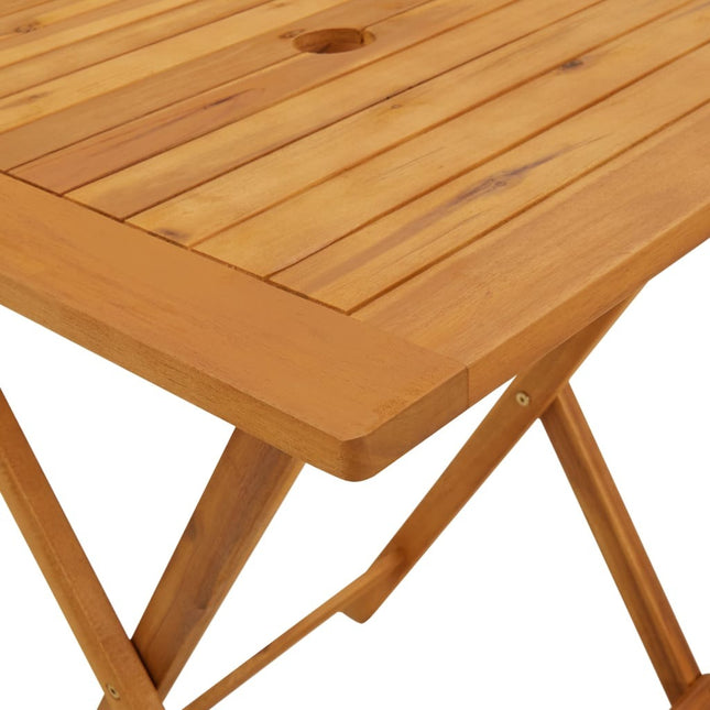 Table carrée et 2 chaises de jardin pliantes en résine tressée grise et acacia massif