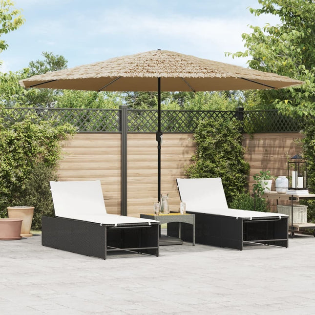 Parasol de jardin avec led et mât en acier marron 388 x 388 x cm