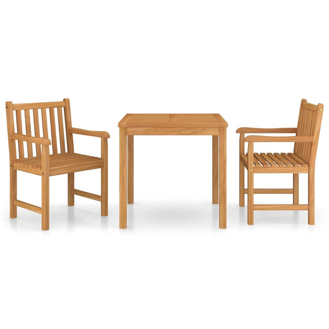 Table et 2 fauteuils de jardin en teck massif 80 x 80 cm